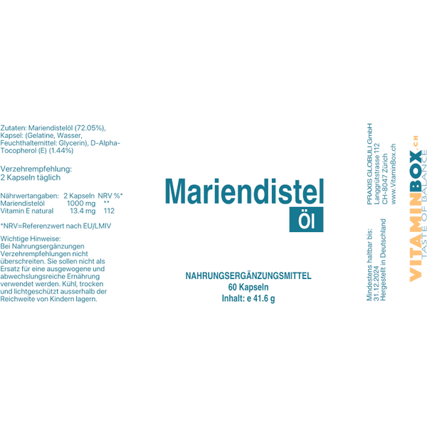 Mariendistel-Öl Doppelpack 2x60 Kapseln