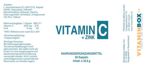 Vit C (300 mg) + Zink (5 mg); Doppelpack 2x60 Kapseln
